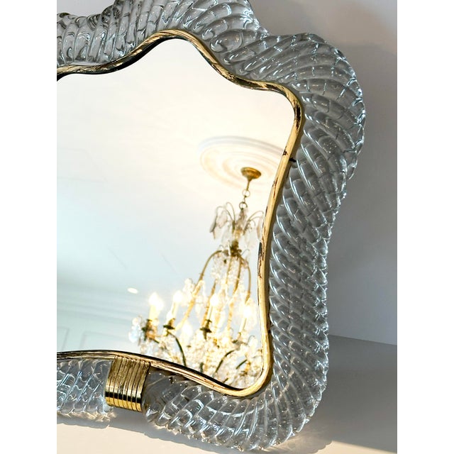 Glass Murano Glass Vanity Mirror by Barovier and Toso, Italy, 1940s For Sale - Image 7 of 10