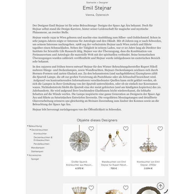 Large Mid-Century Modern Snowball Ceiling Lamp in Glass and Brass by Emil Stejnar for Rupert Nikoll, 1950s For Sale - Image 18 of 18