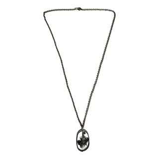 Sterling Silver Necklace With a Multi-Masted Sailing Ship Pendant Inside an Open Oval Wire Frame For Sale
