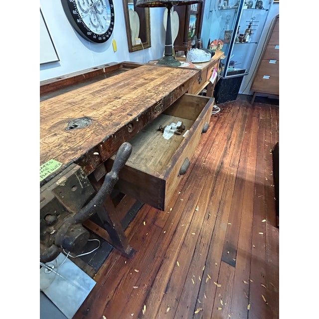 Antique Hammacher Schlemmer Rock Maple Workbench Table For Sale - Image 4 of 12
