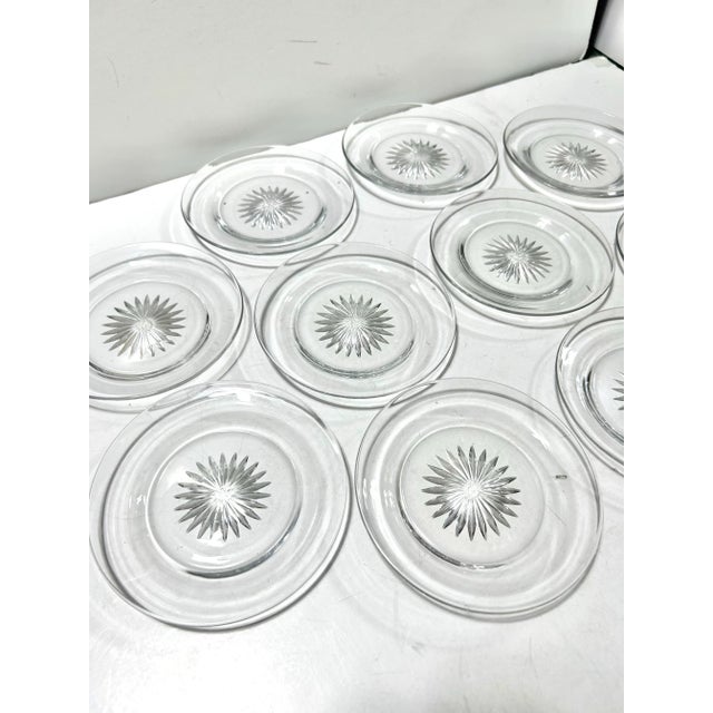 Vintage Heisey Crystal Starburst Dessert Plates, Set of 10 For Sale - Image 4 of 9