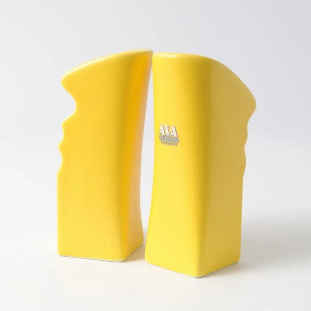 1990s Postmodern Yellow Ceramic Candle Holders from ASA, 1980s, Set of 2 For Sale - Image 5 of 8