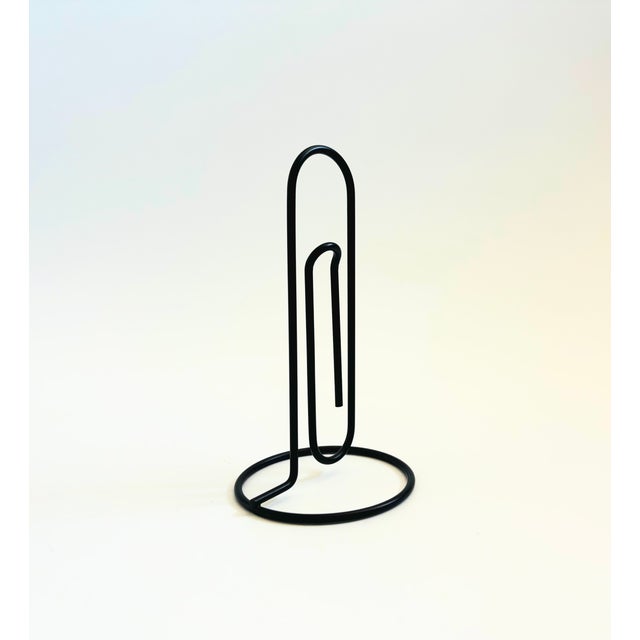 Postmodern Large Black Metal Paperclip - Letter or Note Holder For Sale - Image 3 of 7