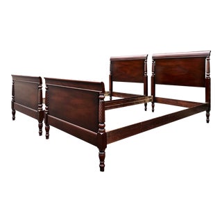 1980s Kindel Solid Mahogany Twin Beds - a Pair For Sale