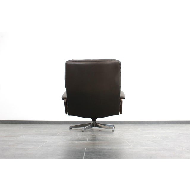 King Chair in Brown Leather by André Vandenbeuck for Strässle, 1960s For Sale - Image 11 of 18