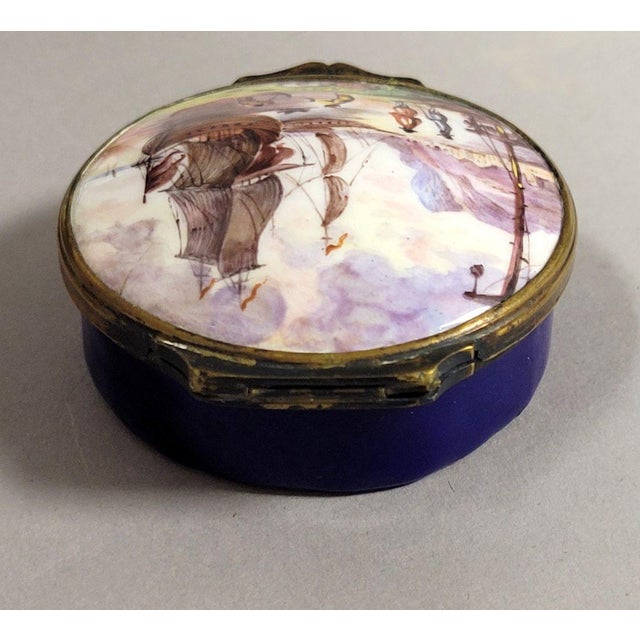 Mid 19th Century Sampson of Paris Enamel Box With Harbor Ships After Battersea For Sale - Image 5 of 7
