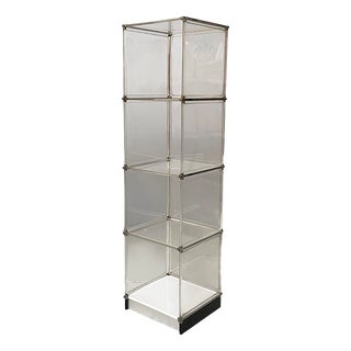 Space Age Italian Bookcase with Lamp in Acrylic Glass and Metal, 1970s For Sale