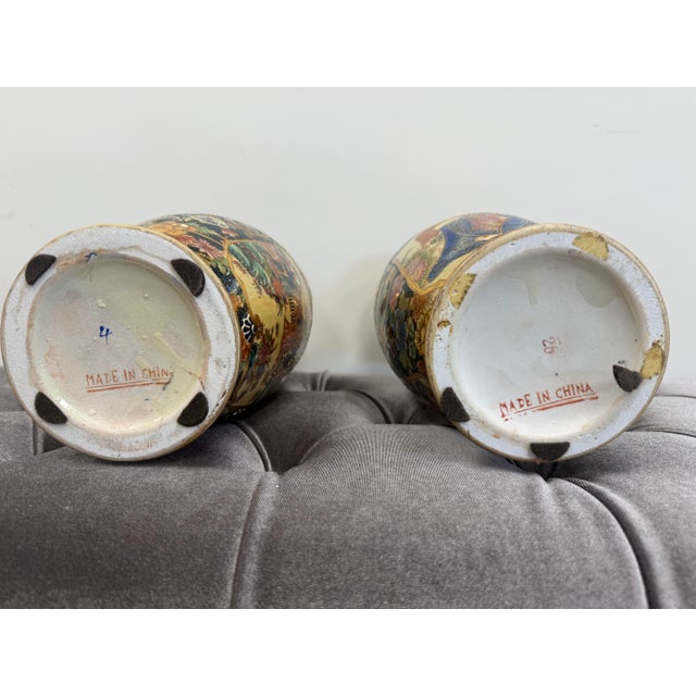 Vintage Royal Satsuma Japanese Hand-Painted Urn Style Vase, a Pair For Sale - Image 18 of 18