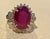 Oval 12 Carat Treated Ruby and 1 Carat Diamond 14 Karat Yellow Gold Ring For Sale - Image 10 of 18