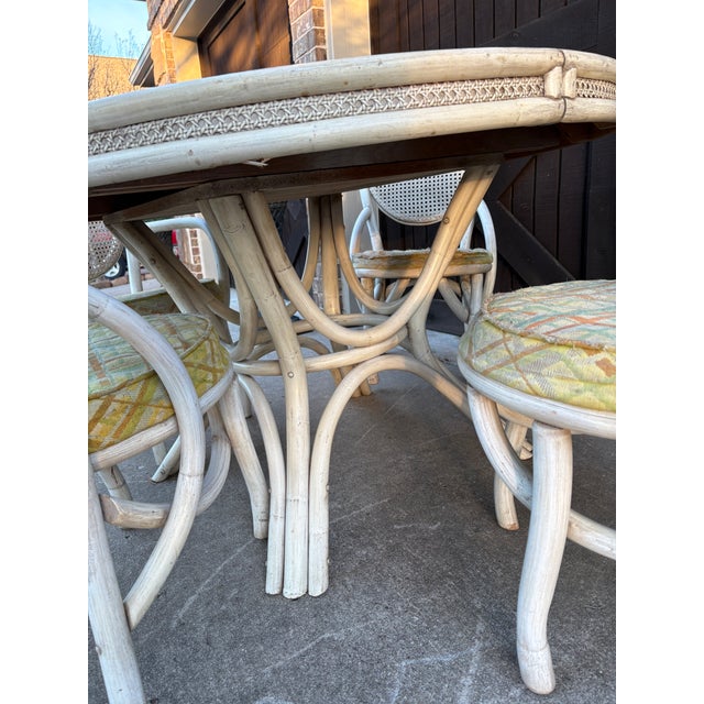 Authentic vintage rattan dining set by Kale-Son Rattan Co., manufactured in Santa Fe Springs, California, circa the 1970s....