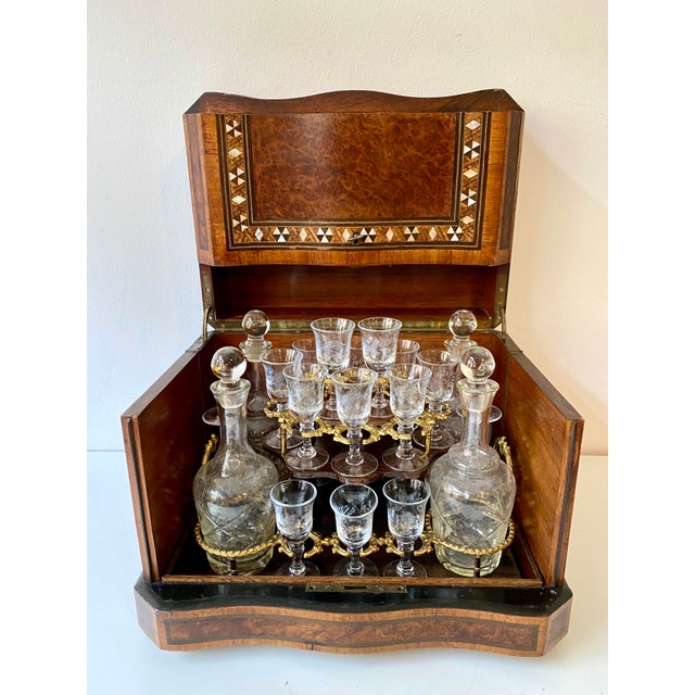 Antique Liqueur Cabinet Tantalus Box, 1890s, Set of 20 For Sale - Image 5 of 18