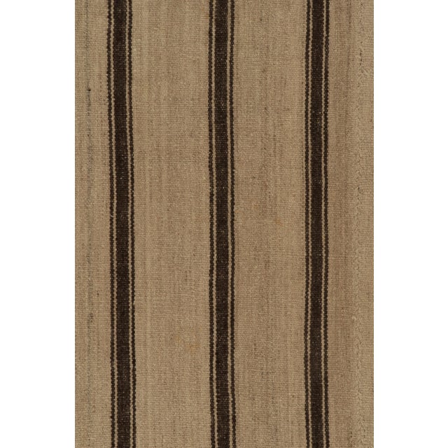 Handwoven Vintage Kilim Beige-Brown Stripe Patterns For Sale In New York - Image 6 of 8