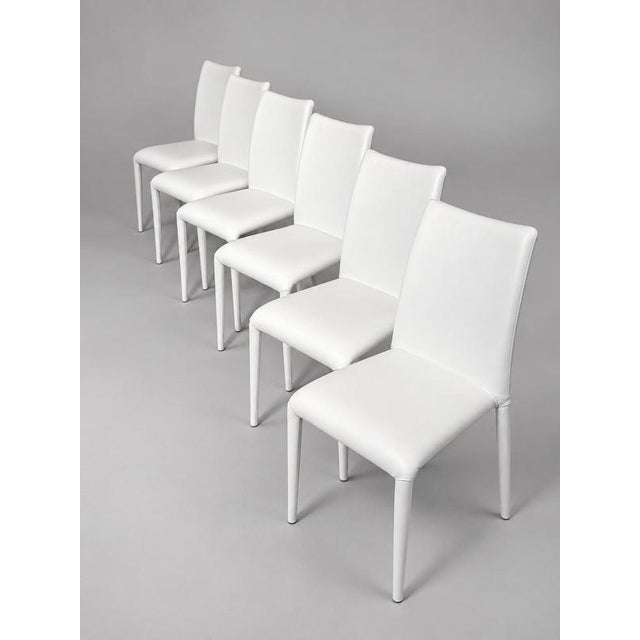 White Italian White Leather Dining Chairs, Set of 6 For Sale - Image 8 of 9