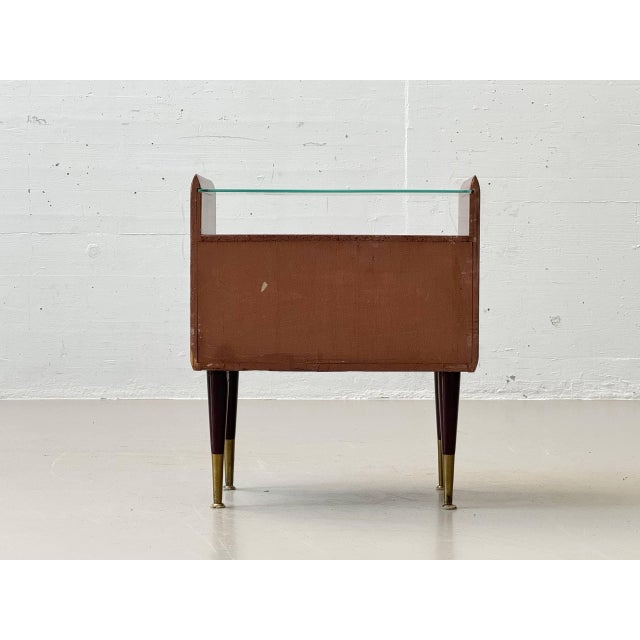 Brown Mid-Century Modern Mahogany Bedside Table with Glass Tops, 1960s For Sale - Image 8 of 18