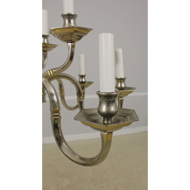 Silver Plate 12 Arm Hanging Chandelier Light Fixture For Sale - Image 4 of 10