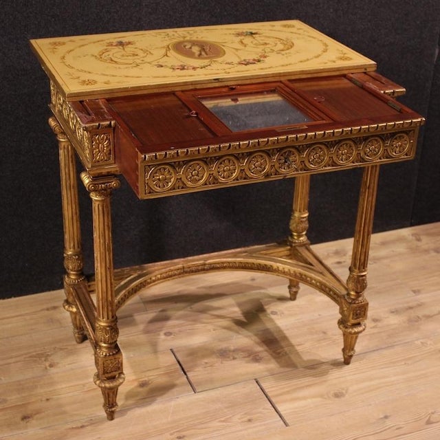 1920s Louis XVI French Lacquered and Gilded Side Table by Sormani, 1920 For Sale - Image 5 of 16
