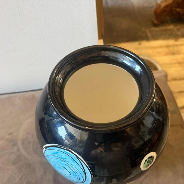 1953 Gio Ponti Style Mid-Century Modern Hand-Painted Majolica Vase by Schramberg For Sale - Image 10 of 12