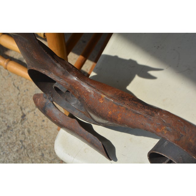 Metal 1980s Brutalist / Rustic Hand Crafted Iron / Rust Metal Sitting Scroll Deer Sculpture Figurine For Sale - Image 7 of 16