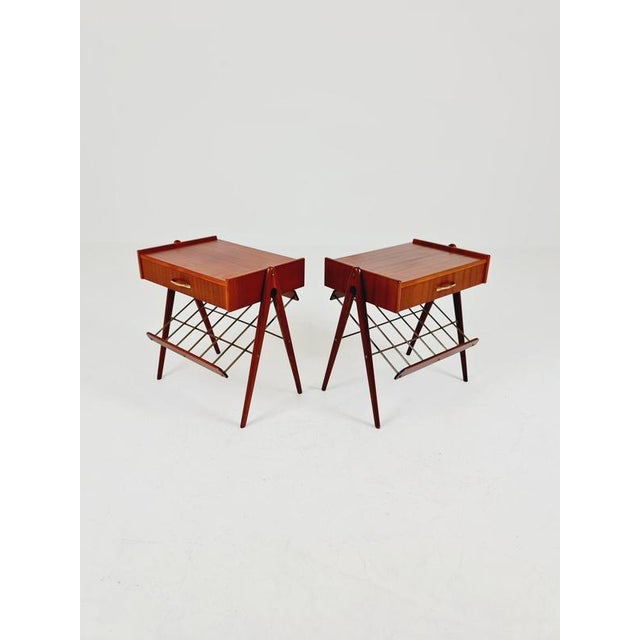 Mid-Century Danish Mahogany and Brass Nightstands, 1960s, Set of 2 For Sale - Image 11 of 18