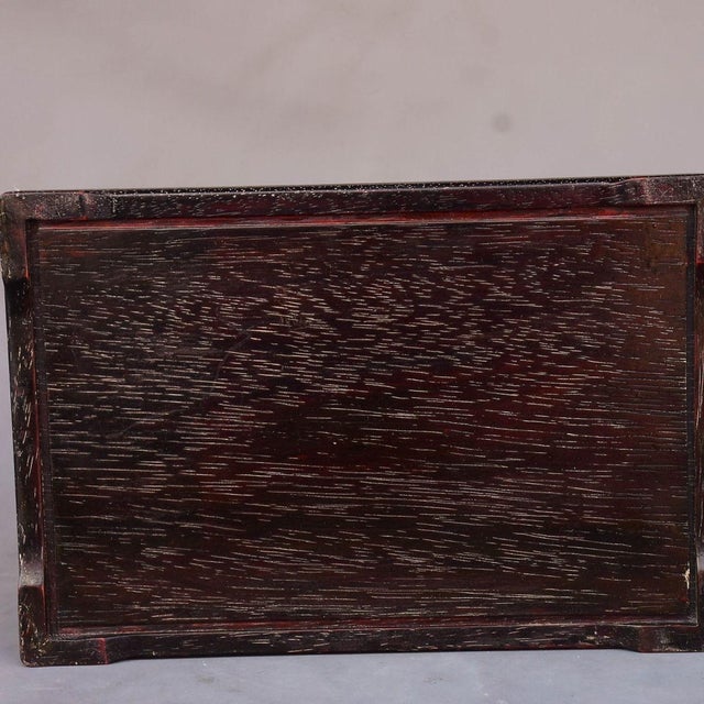 Wood Vintage Zitan Wood Tray With Mother-of-Pearl Dragon & Phoenix Inlay For Sale - Image 7 of 8