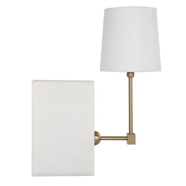 White White Marble With Brass Shelf Lamp For Sale - Image 8 of 12