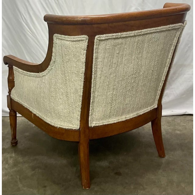 Vintage Statton Furniture Mahogany & Textured Slub Upholstery Club Chair For Sale In Greensboro - Image 6 of 13