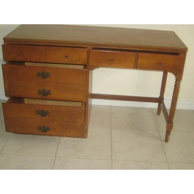Wood 1960s Ethan Allen Early American Maple and Birch Student Desk 4 Drawer For Sale - Image 7 of 12