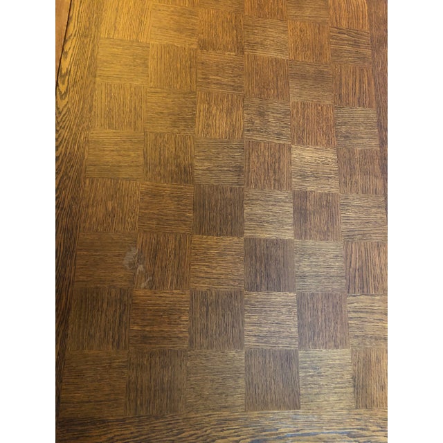Mid 20th Century Vintage Parquet Top Refectory Table For Sale - Image 5 of 11