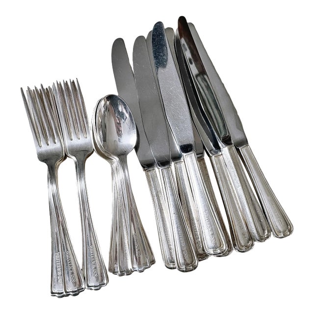 1920s Service for 8 Silver Plated Flatware From Whiteface Inn on Lake Placid- 24 Pieces For Sale