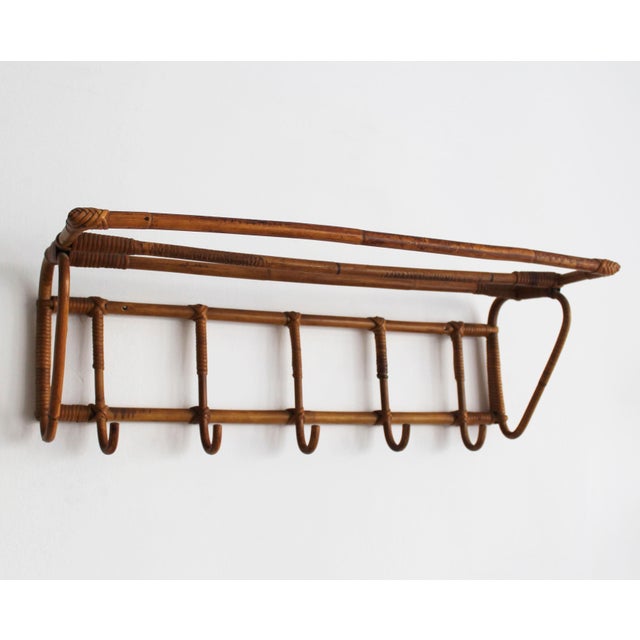 Vintage Czechoslovak Rattan Wall Coat Rack by Úluv, 1960s For Sale - Image 4 of 15