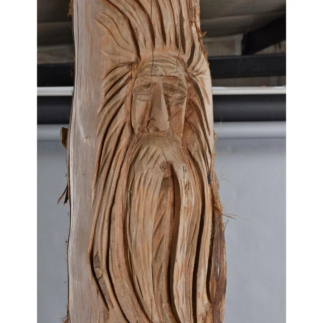 105" Tall Hand Carved Figural Wood Spirit Animals Tree Trunk Totem Sculpture For Sale - Image 4 of 18