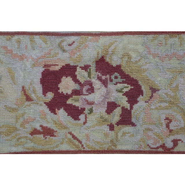 Rose Vintage Floral Rose Needlepoint Textile Tapestry Area Rug 66" For Sale - Image 8 of 17