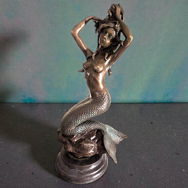 20th Century Decorative Signed Cast Bronze Sculpture on Marble Plinth For Sale - Image 13 of 14