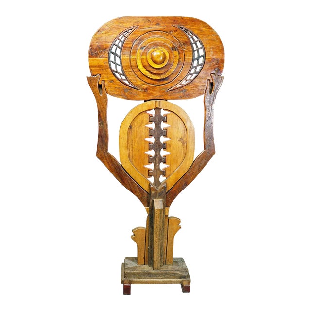 Vintage Wooden Sculpture Atlante by Luciano Bertolotto, Italy For Sale