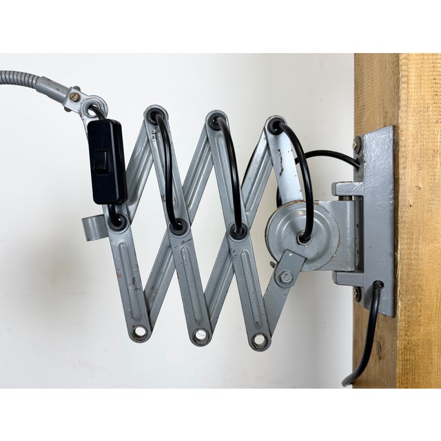 Gray Grey Industrial Scissor Wall Lamp from Elektroinstala, 1960s For Sale - Image 8 of 18