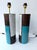 Blue Mid-Century Pair of Ceramic Lamps Mondrian by Bitossi. Italy, 1990s For Sale - Image 8 of 13
