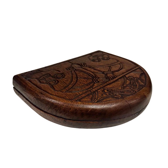 Vintage Hand-Carved Folding Wooden Mancala Style Game Board With Figural Relief For Sale - Image 4 of 8