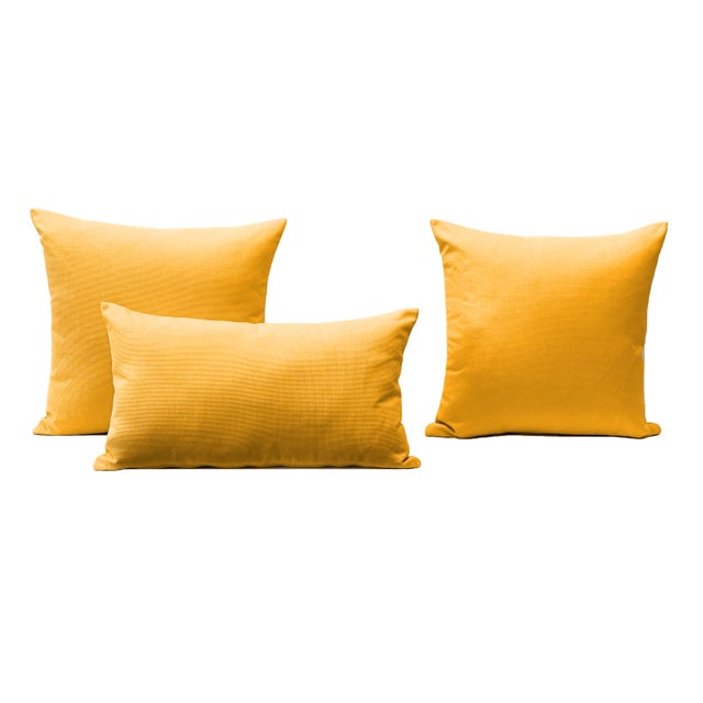 Contemporary Orange Outdoor Throw Pillows - Set of 3 For Sale - Image 3 of 3