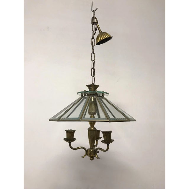 1920s Glass & Bronze Chandelier, 1920s For Sale - Image 5 of 5
