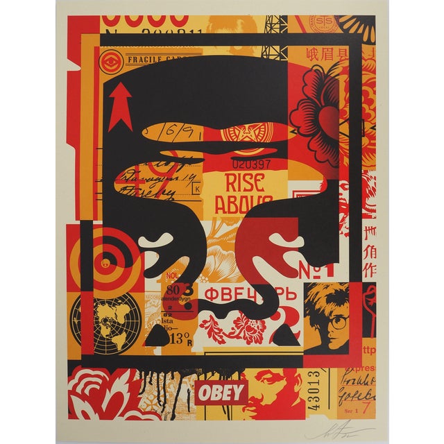 Shepard Fairey, Face Collage I, Lithograph For Sale