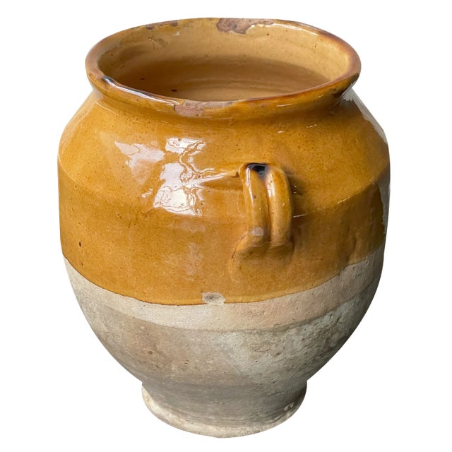 Small Yellow Glazed Ceramic Confit Jar For Sale