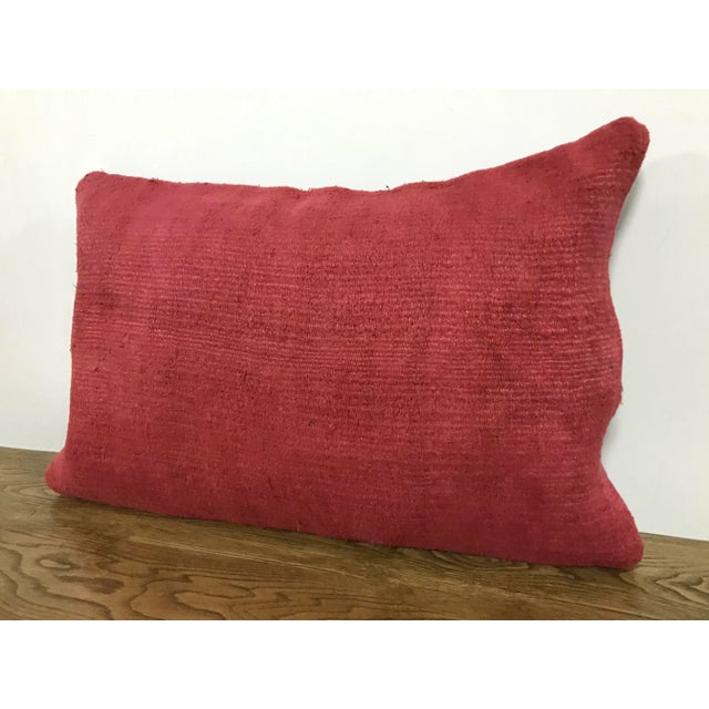 Boho Chic Turkish Handwoven Red Hemp Lumbar Pillow For Sale - Image 3 of 6