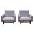 Slate Gray Pair of Mid-Century Modern Upholstered Walnut Lounge Chairs, Italian, Ca. 1967 For Sale - Image 8 of 8