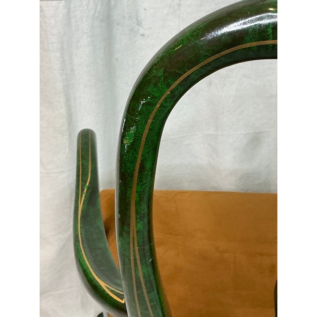 1980s Signed Norman Lundin Green Chinoiserie Armchair For Sale - Image 9 of 18