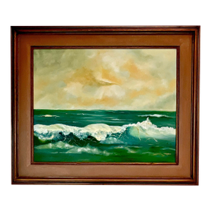 1972 Vintage Coastal Impressionist Original Seascape Oil Painting - Artist Signed, Framed
