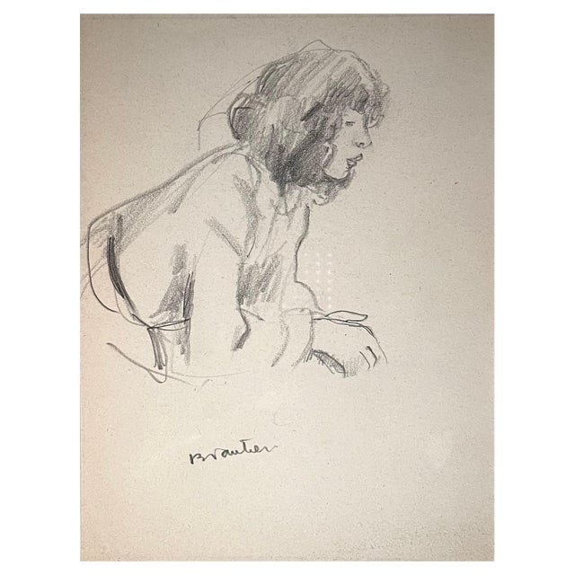 Benjamin II Vautier, Thoughtful Woman, Graphite on Paper For Sale