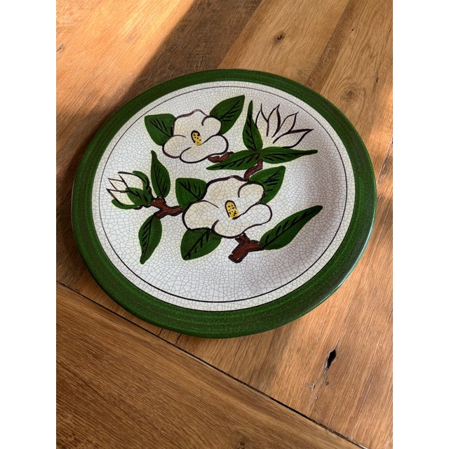 Large Vintage Majolica Magnolia Serving Platter Hartman Studios of Los Angeles, California For Sale - Image 9 of 10