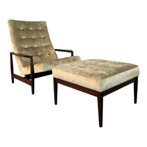 1960s Mid-Century Modern Lounge Chair Ottoman Set by Kipp Stewart for Directional
