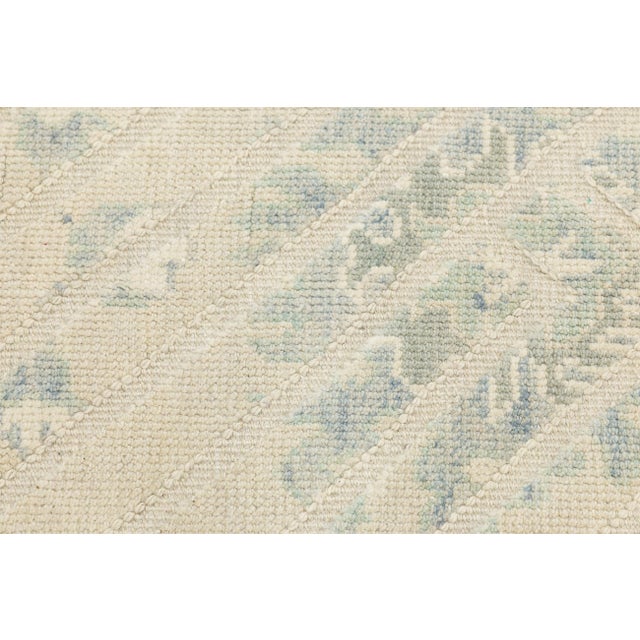 Textile Modern Oushak Style Hand-Knotted Wool Rug - Ivory & Sage Geometric Design 9x13 For Sale - Image 7 of 11