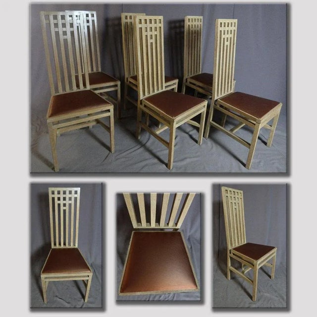 "Vintage oak chairs" Set of 6 chairs with high back in ceruse oak of the second half of the 20th century. A beautiful...